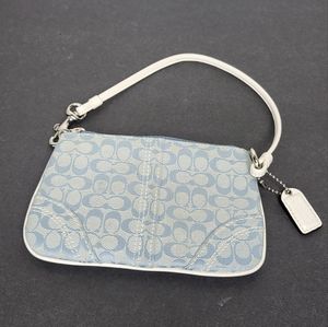 Coach Light Blue/White Monogram Wristlet